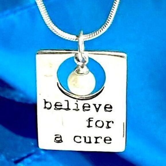 AGN# “Believe for the Cure” Sterling 925 Silver Pendant & 18” Chain - Picture 1 of 8